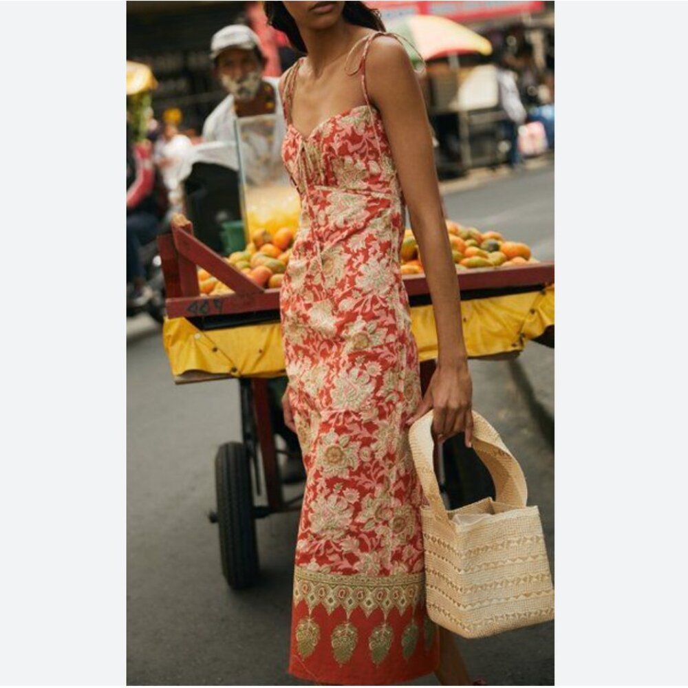 Prettier In Spanish Printed Cotton Slip Dress By Johanna Ortiz - Picture 2 of 14